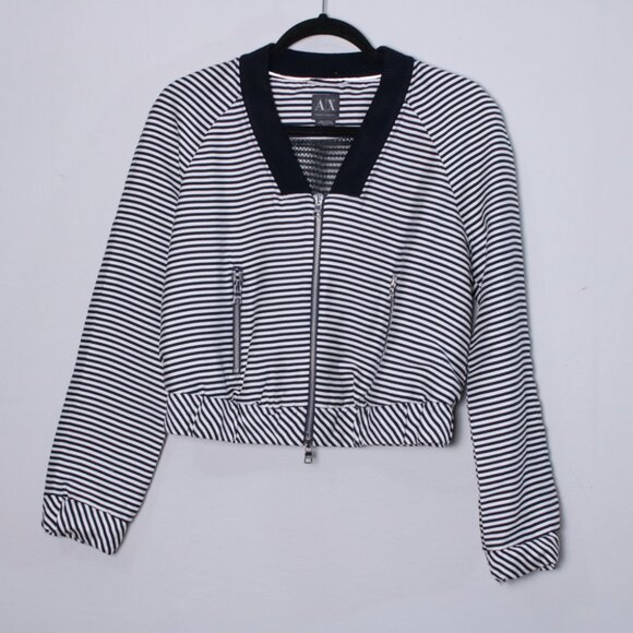 Armani Exchange Black & White Striped Bomber XS - Picture 3 of 16